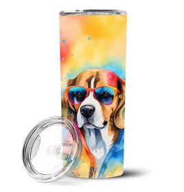 Beagle Hippie Dawg Stainless Steel Skinny Tumbler Vacuum Double Walled Reusable Insulated Tumbler Travel Cup for Coffee Cocktails Gift with Lid,