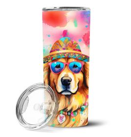 Golden Retriever Hippie Dawg Stainless Steel Skinny Tumbler Vacuum Double Walled Reusable Insulated Tumbler Travel Cup for Coffee Cocktails Gift