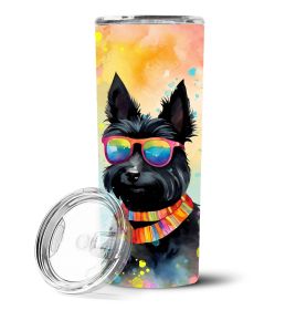 Scottish Terrier Hippie Dawg Stainless Steel Skinny Tumbler Vacuum Double Walled Reusable Insulated Tumbler Travel Cup for Coffee Cocktails Gift