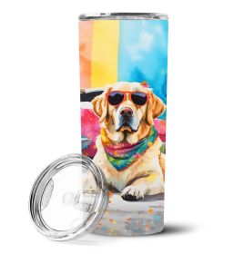 Yellow Labrador Hippie Dawg Stainless Steel Skinny Tumbler Vacuum Double Walled Reusable Insulated Tumbler Travel Cup for Coffee Cocktails Gift w