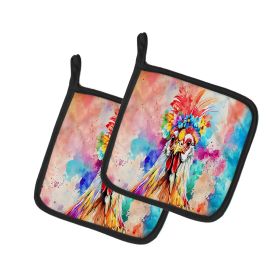 NEW Hippie Animal Polish Poland Rooster Pair of Pot Holders Kitchen Heat Resistant Pot Holders Sets Oven Hot Pads for Cooking Baking BBQ