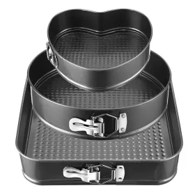 Non Stick Springform Cake Pan Leakproof 9in 10in 11in Bakeware Pan With Removable Bottom 3Pcs Per Set (Color: Black)